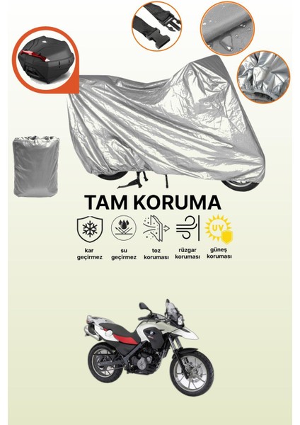Gri Arka Çanta Uyumlu Bmw G 650 Gs Uyumlu Motor Brandası, Koruyucu Örtü