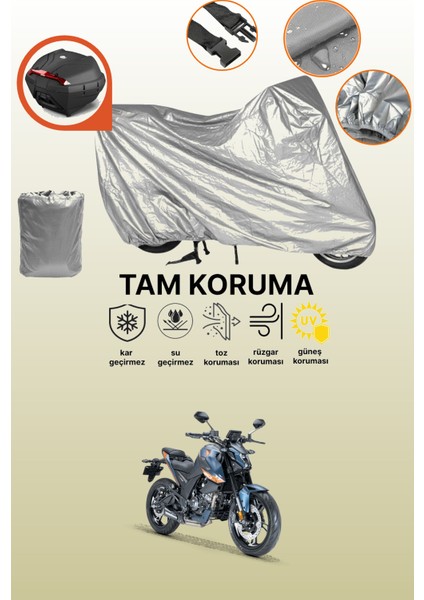 Gri Arka Çanta Uyumlu Rks Rz 150 Uyumlu Motor Brandası, Koruyucu Örtü