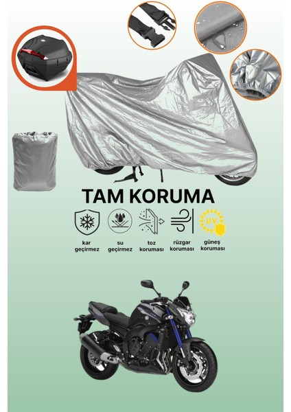 Gri Arka Çanta Uyumlu Yamaha Fz8 Abs Uyumlu Motor Brandası, Koruyucu Örtü