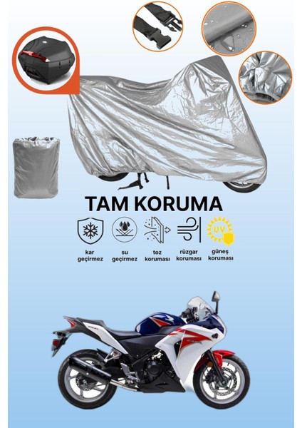 Gri Arka Çanta Uyumlu Honda Cbr 250 R Uyumlu Motor Brandası, Koruyucu Örtü