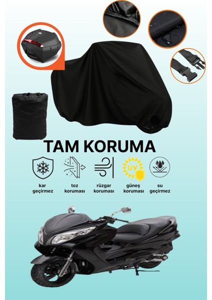 Siyah Arka Çanta Uyumlu Bumoto/jinling Regnum 250CC Uyumlu Motosiklet Brandası, Koruyucu Örtü