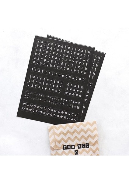 Harf-Rakam Sticker Seti, 8X10 mm 2 Sayfa