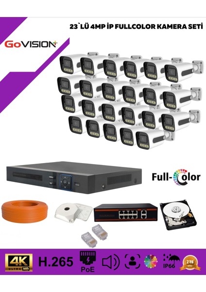 Go Vision 23'li Güvenlik 4mp Ip Kamera Seti