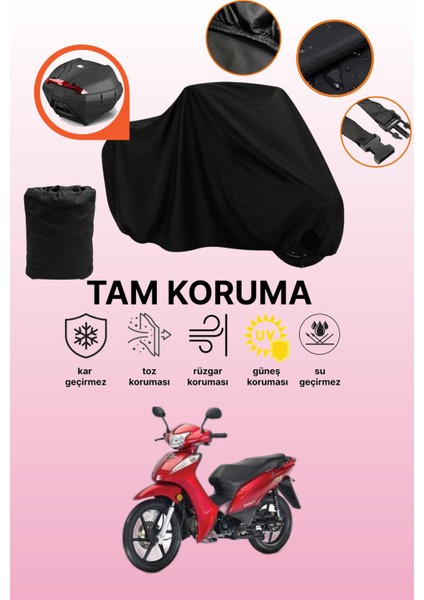 Siyah Arka Çanta Uyumlu Kanuni Moped Turbo Sport Uyumlu Motosiklet Brandası, Koruyucu Örtü