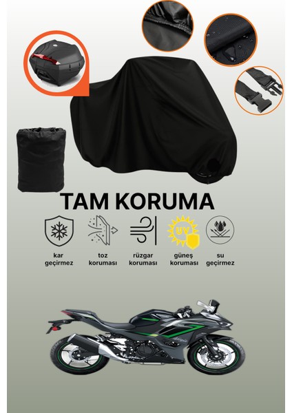 Siyah Arka Çanta Uyumlu Kawasaki Ninja 500 Se Uyumlu Motosiklet Brandası, Koruyucu Örtü
