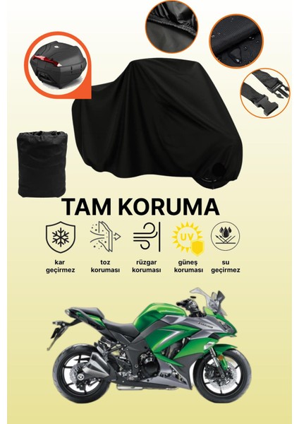 Siyah Arka Çanta Uyumlu Kawasaki Z 300 Uyumlu Motosiklet Brandası, Koruyucu Örtü