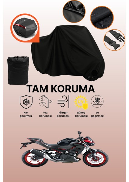 Siyah Arka Çanta Uyumlu Kawasaki Z 500 Se Uyumlu Motosiklet Brandası, Koruyucu Örtü