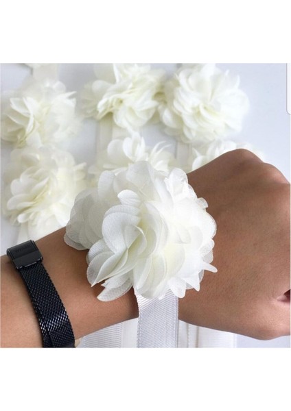 5 Li Kına Gecesi Kına Malzemesi Nedime Bilekliği Lastikli Lazer Güllü Beyaz