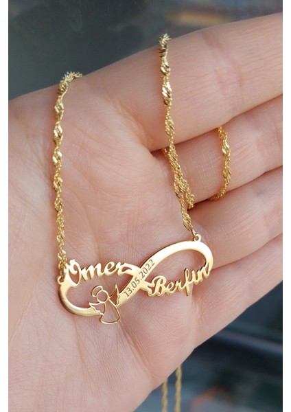 925 Ayar Gümüş 24 Ayar Altın Kaplama Peri Figürlü Sonsuzluk Kolye