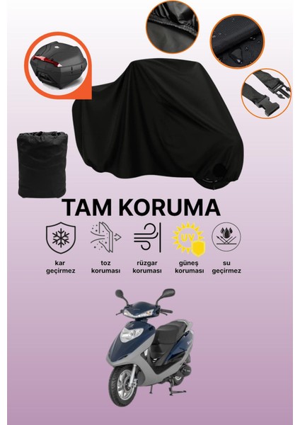 Siyah Arka Çanta Uyumlu Mondial 100 Nt Turkuaz Uyumlu Motosiklet Brandası, Koruyucu Örtü