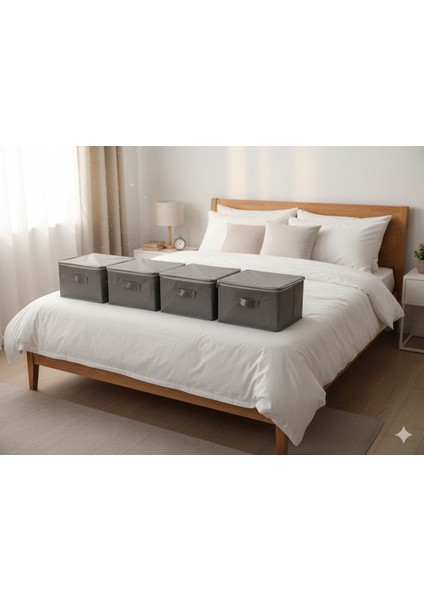 4'lü Gri Çorap Hurcu | Çok Amaçlı Dolap Içi ve Çekmece Içi Düzenleyici 29X24X17 cm