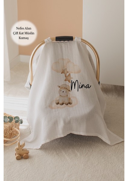 %100 Pamuk Isme Özel Çift Katlı Müslin Puset Örtüsü - Kuzu