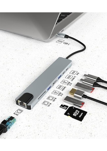 Type-C In, USB C Docking Station, Hdmı, Ethernet, 2 Usb, USB C, Pd, Sd, Tf, Compatible indirimleri