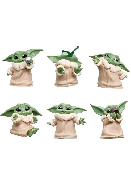 Bebek Yoda 6 Adet Pasta Figürleri Seti Star Wars Grogu Mini Figürler Pasta Dekorasyonu Çocuklar Için