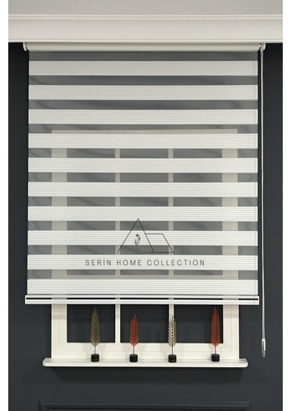 Beyaz Dar Plise Zebra Stor Perde (Dayanıklı Alüminyum Kasa)