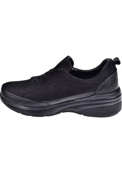 Hakiki Deri Dolgu Taban Comfort Kadın Ayakkabı BEE-069 Siyah Nubuk modelleri