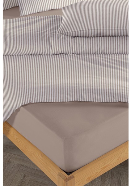 Striped %100 Pamuk Ranforce Yezra Bej Ipliği Boyalı Nevresim Takımı Tek Kişilik - 160X220 cm modelleri