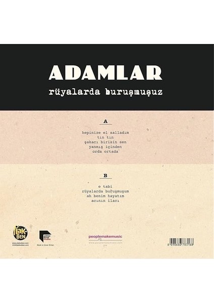Müzik My Yonca - Adamlar - Rüyalarda Buruşmuşuz - Plak - Lp fiyatları