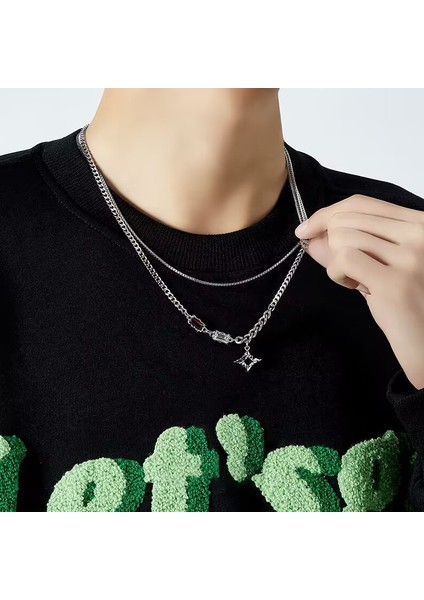 Mangostar Çift Katmanlı Kolye, Niche Tasarım, Hip-Hop Tarzı, Erkek ve Kadın Için Köprücük Kemiği Kolyesi (Yurt Dışından) modelleri