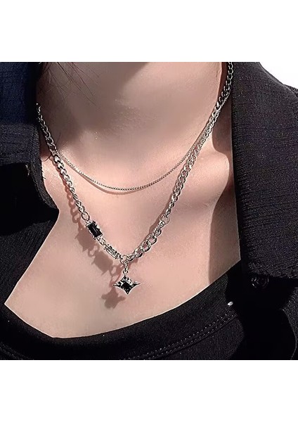 Mangostar Çift Katmanlı Kolye, Niche Tasarım, Hip-Hop Tarzı, Erkek ve Kadın Için Köprücük Kemiği Kolyesi (Yurt Dışından) indirimleri