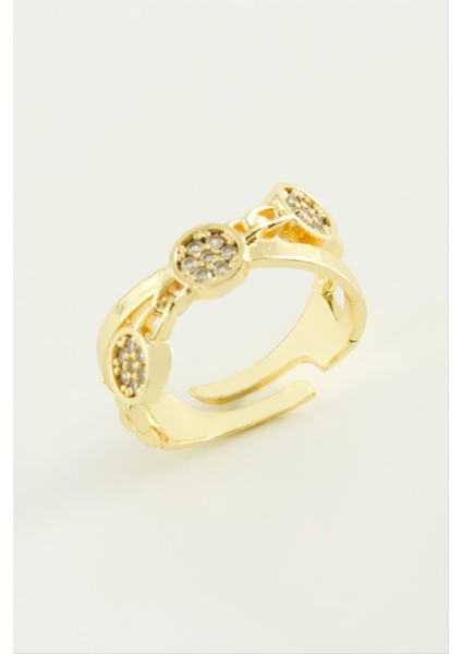 Çapraz Yuvarlak Zirkon Taşlı Yüzük