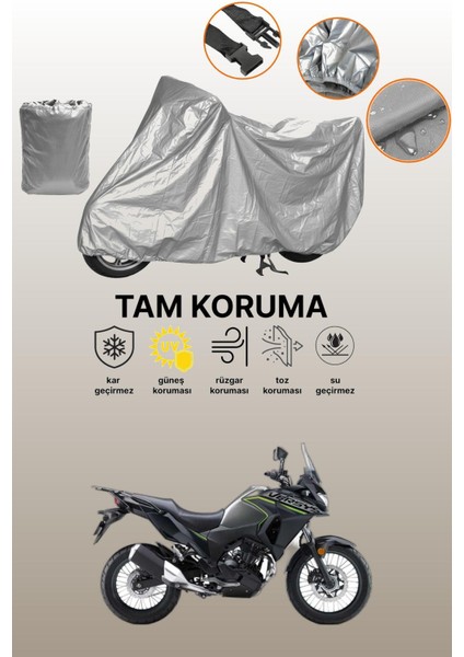Gri Kawasaki Versys X300 Uyumlu Motosiklet Brandası, Koruyucu Örtü, Motor Branda