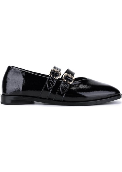 Kadın Hakiki Deri Siyah Rugan Babet Ayakkabı 899 12625 Bn Ayk SK25-26 Sıyah Krsk Rgn