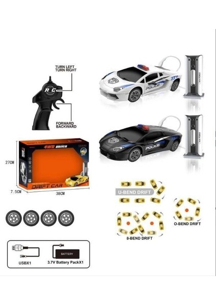 1:24 Uzaktan Kumandalı Sport Drift Car Siyah - Beyaz modelleri