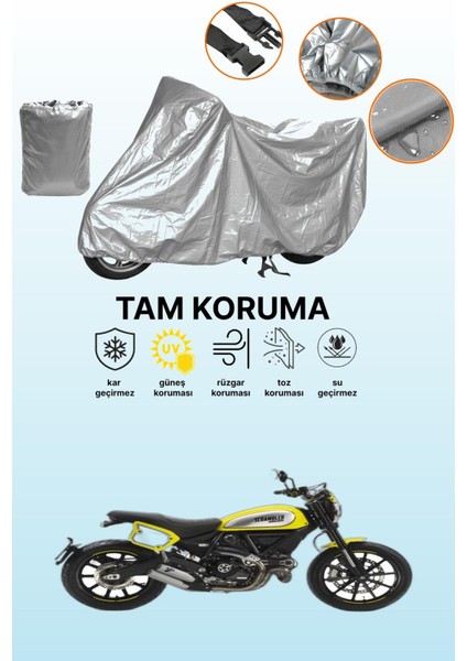 Gri Ducati Scrambler Flat Track Pro Uyumlu Motosiklet Brandası, Koruyucu Örtü, Motor Branda