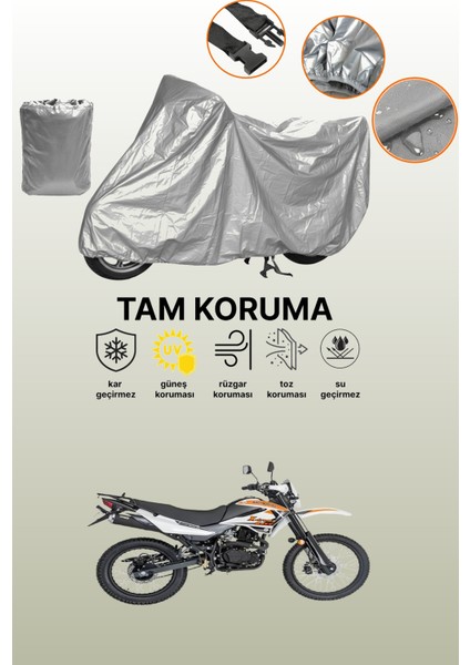 Gri Mondial X-Treme Moto Cross Uyumlu Motosiklet Brandası, Koruyucu Örtü, Motor Branda