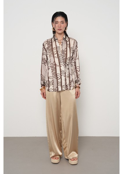 Kadın Belden Bağlama Detaylı Desenli Gömlek fırsatları