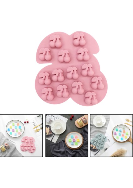 Silikon Çoklu Kiraz Şeker Hamuru ve Jelibon Kalıbı 14 Lü