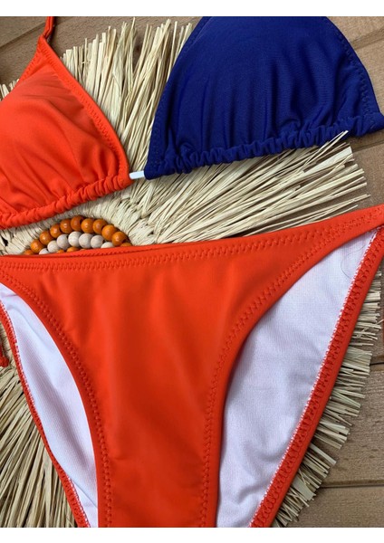 Kadın Likralı Yandan Boyundan Bağlamalı Şık Ipli Üçgen Bikini Takım fiyatları