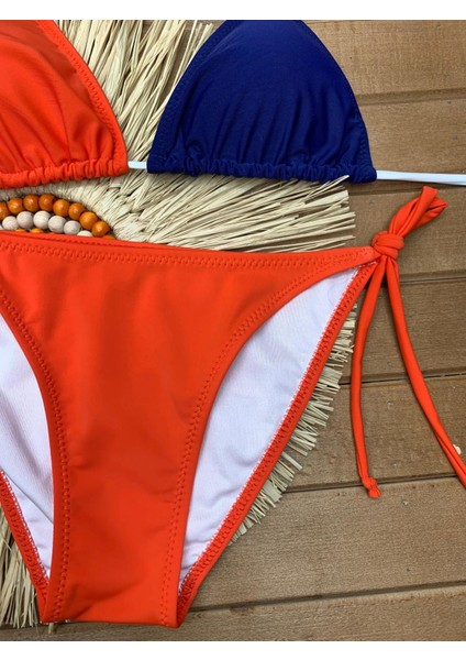 Kadın Likralı Yandan Boyundan Bağlamalı Şık Ipli Üçgen Bikini Takım modelleri