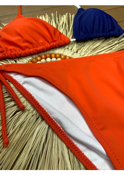 Kadın Likralı Yandan Boyundan Bağlamalı Şık Ipli Üçgen Bikini Takım fırsatları