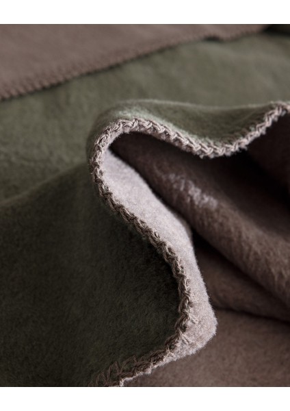 Caureo Çift Kişilik Jakarlı Pamuklu Battaniye - Haki/vizon