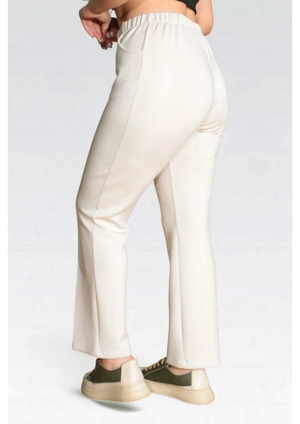 Tolga Saraçoğlu Kadın Yumuşak Tuşeli Modal Kumaş Örme Pantolon 30307 Ekru fırsatları