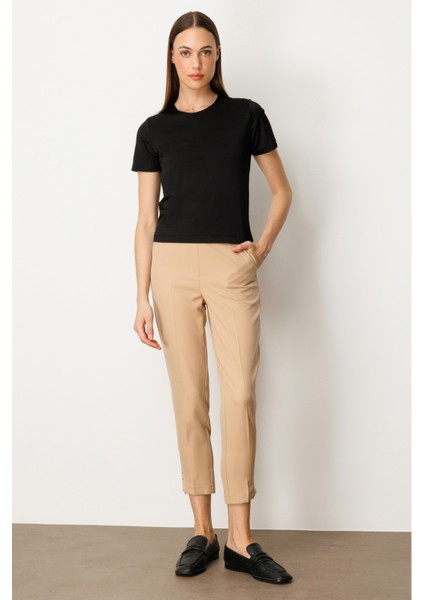 Kadın Sıfır Yaka Kısa Kol Basic Bluz 61334 Siyah modelleri