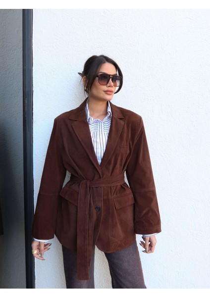 Süet Bağlamalı Ceket