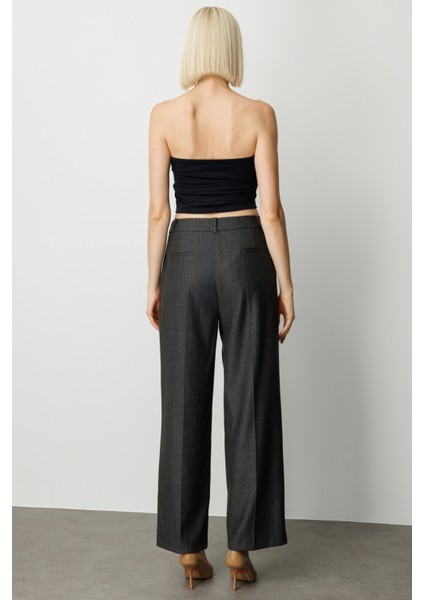 Kadın Çizgi Desenli Wide Leg Pantolon 5111 Siyah fırsatları