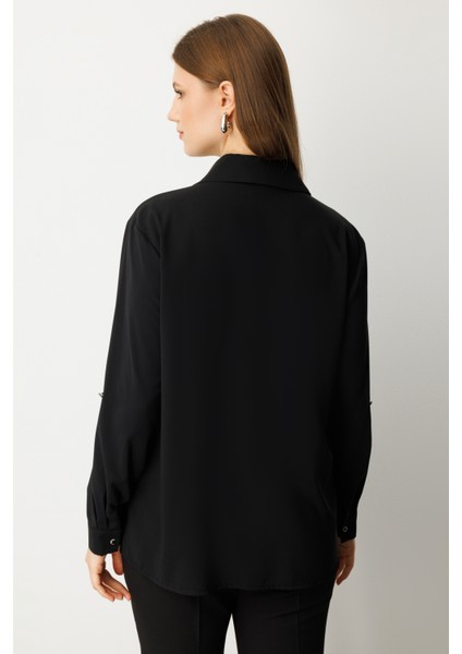 Kadın Büyük Beden Önü Taşlı Boncuklu Bluz 3983 Siyah fırsatları
