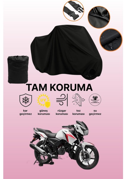 Siyah Tvs Apache Rtr 160 Uyumlu Motor Branda, Koruyucu Örtü, Motosiklet Brandası
