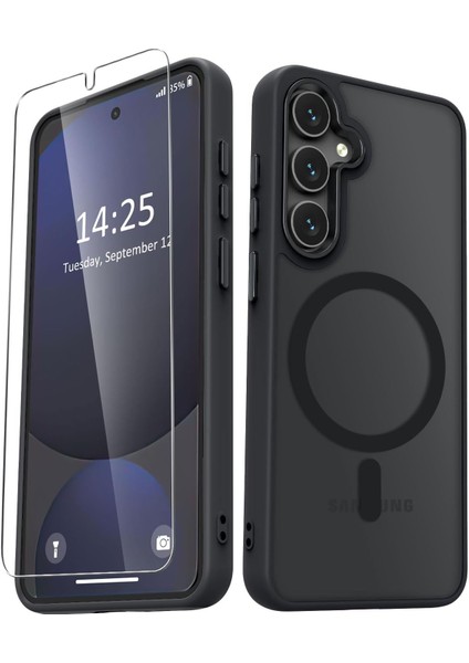 Samsung Galaxy A56 Uyumlu Ekran Koruyuculu Kılıf Magsafe Sarj Destekli Kamera Çıkıntılı Mat Kapak