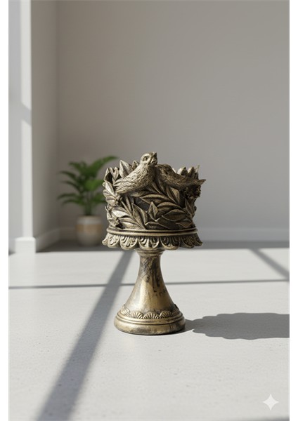 Dekoratif Polyester Kuşlu Ayaklı Şamdan Mumluk Gold Eskitme 23X11X10 cm fiyatları
