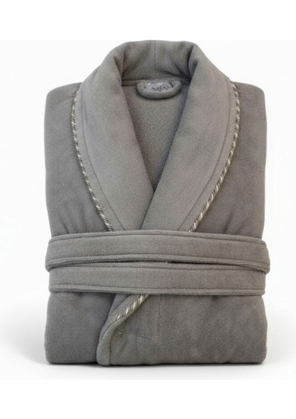 Kadife Biyeli Şal Yaka Unisex Bornoz