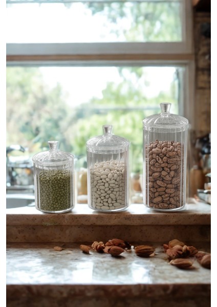 Averna Cam Saklama Kabı 3’lü Set – Çay Kahve Bakliyat Kavanozu Takımı 350 ML-500 ML-750 ml fiyatları