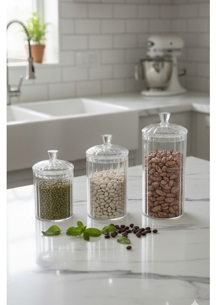 Averna Cam Saklama Kabı 3’lü Set – Çay Kahve Bakliyat Kavanozu Takımı 350 ML-500 ML-750 ml modelleri