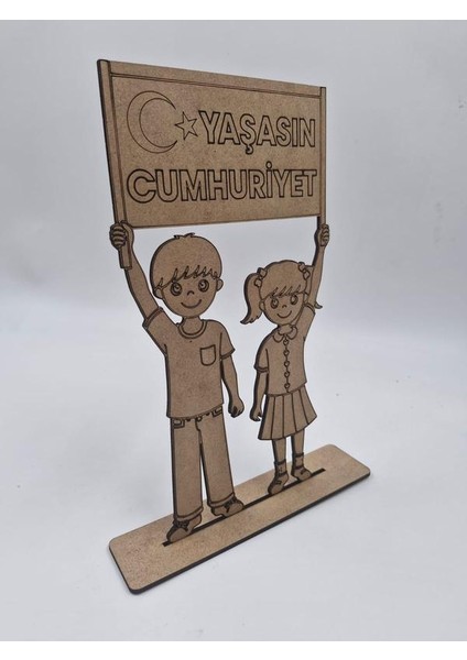 5 Adet Yaşasın Cumhuriyet Ahşap Boyama Okul Dıy Etkinlik Aktivite Sanat 25 cm x 13 cm