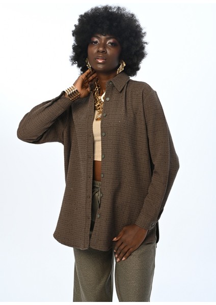 Kadın Sim Detaylı Oversize Kesim Gömlek fiyatları