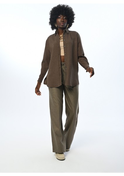 Kadın Sim Detaylı Oversize Kesim Gömlek modelleri